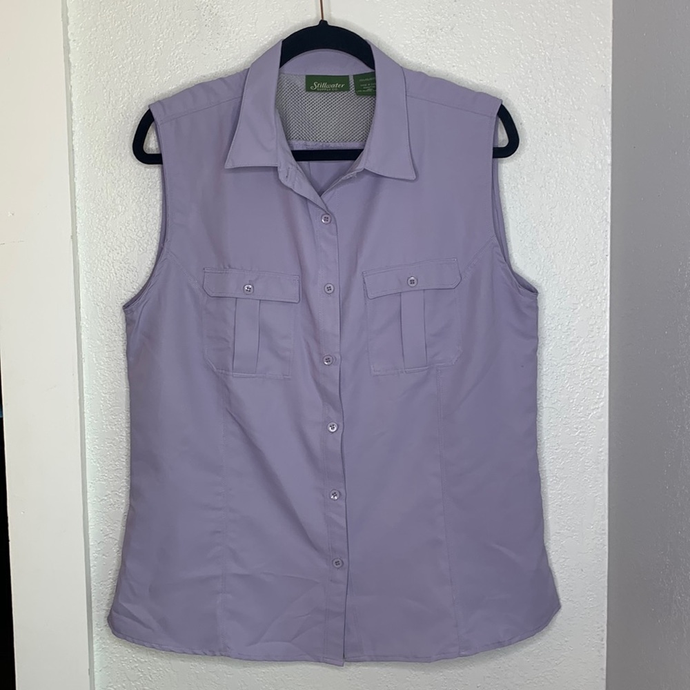 Stillwater Supply Co. XL Sleeveless Fishing Hiking Button Front Shirt Lavender